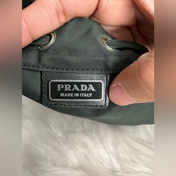 Prada NYLON DRAWSTRING BUCKET POUCH (green) - Picture 8 of 17